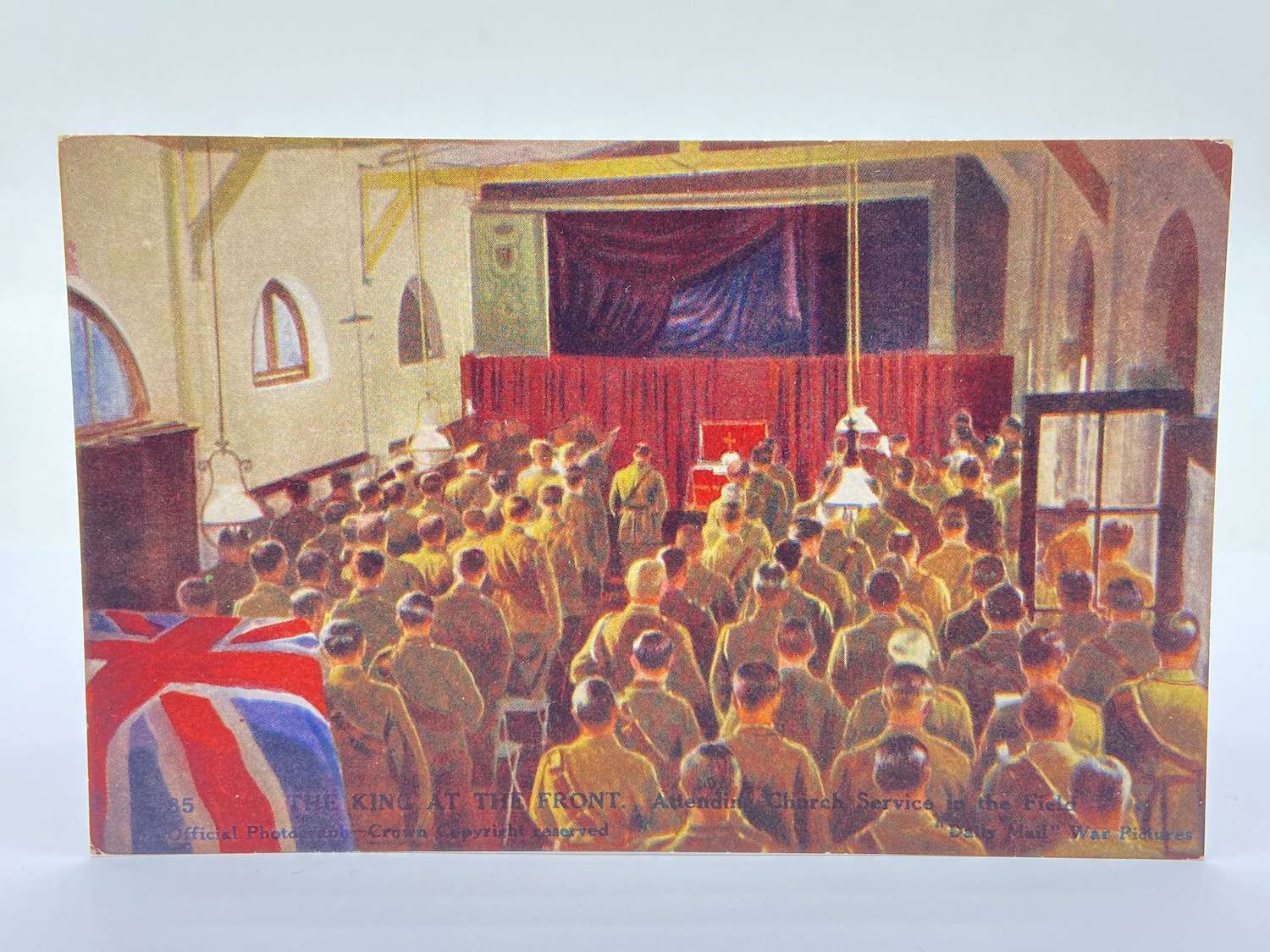 WW1 King at the Front Attending Church Service in the Field Postcard