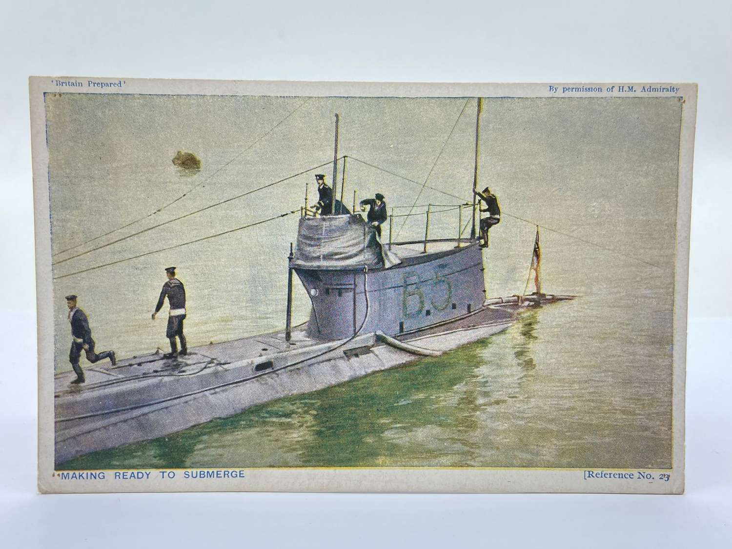 WW1 HMS B5 B-Class Submarine “Making Ready To Submerge” Postcard