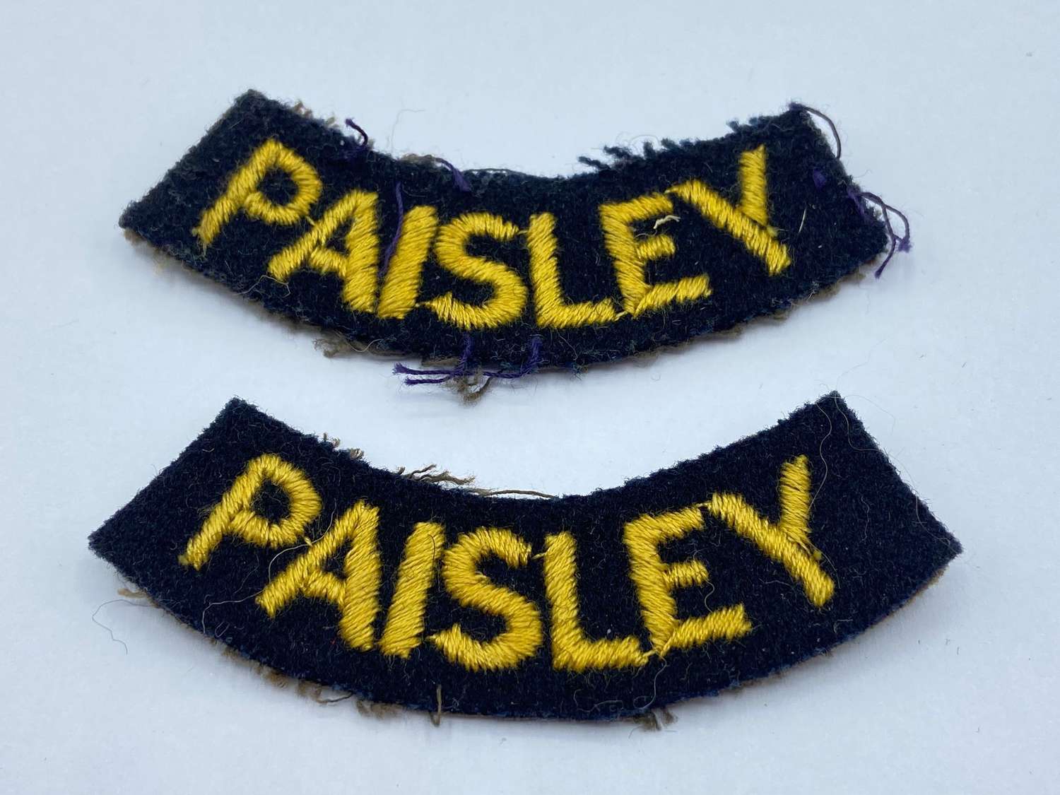 Pair Of WW2 Period Scottish Civil Defence Paisley Shoulder Titles