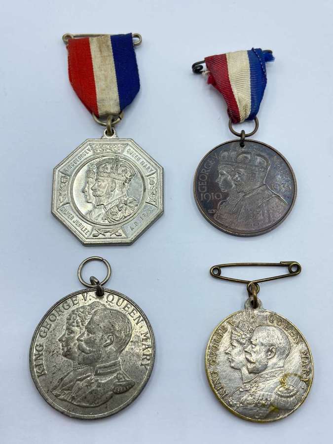 Vintage 1910-1935 King George V & Queen Mary Silver Jubilee Medals Lot