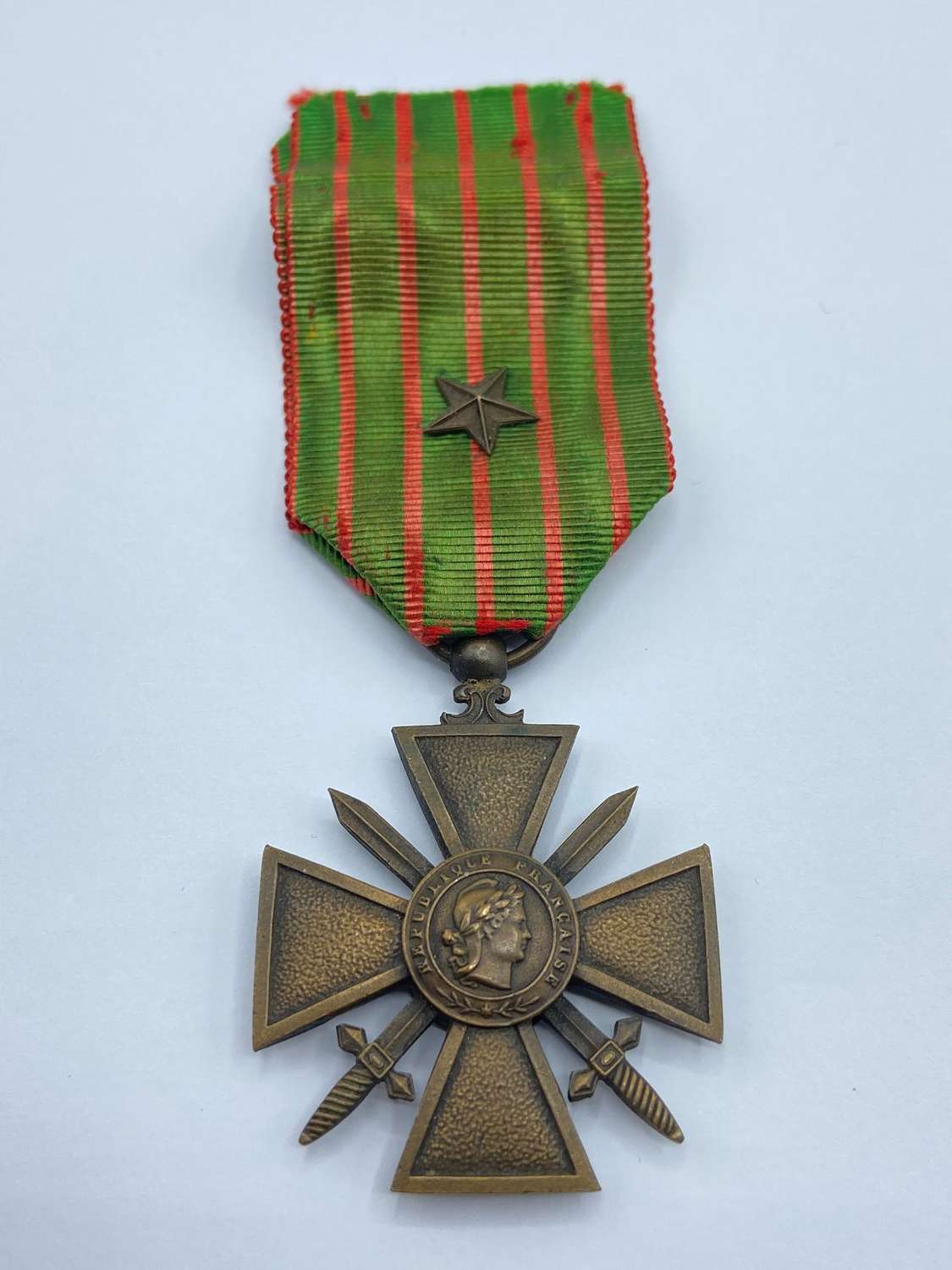WW1 French Croix de Guerre Cross Of War Medal With Star Citation