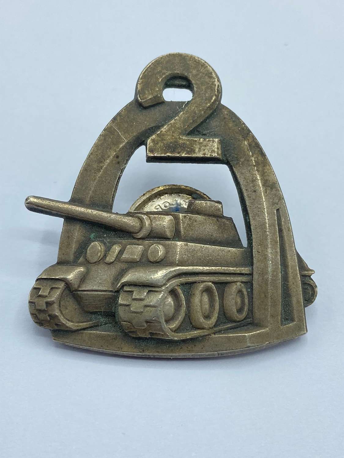 WW2 Polish Badge Of The 2nd Warsaw Armoured Division & Back Plate