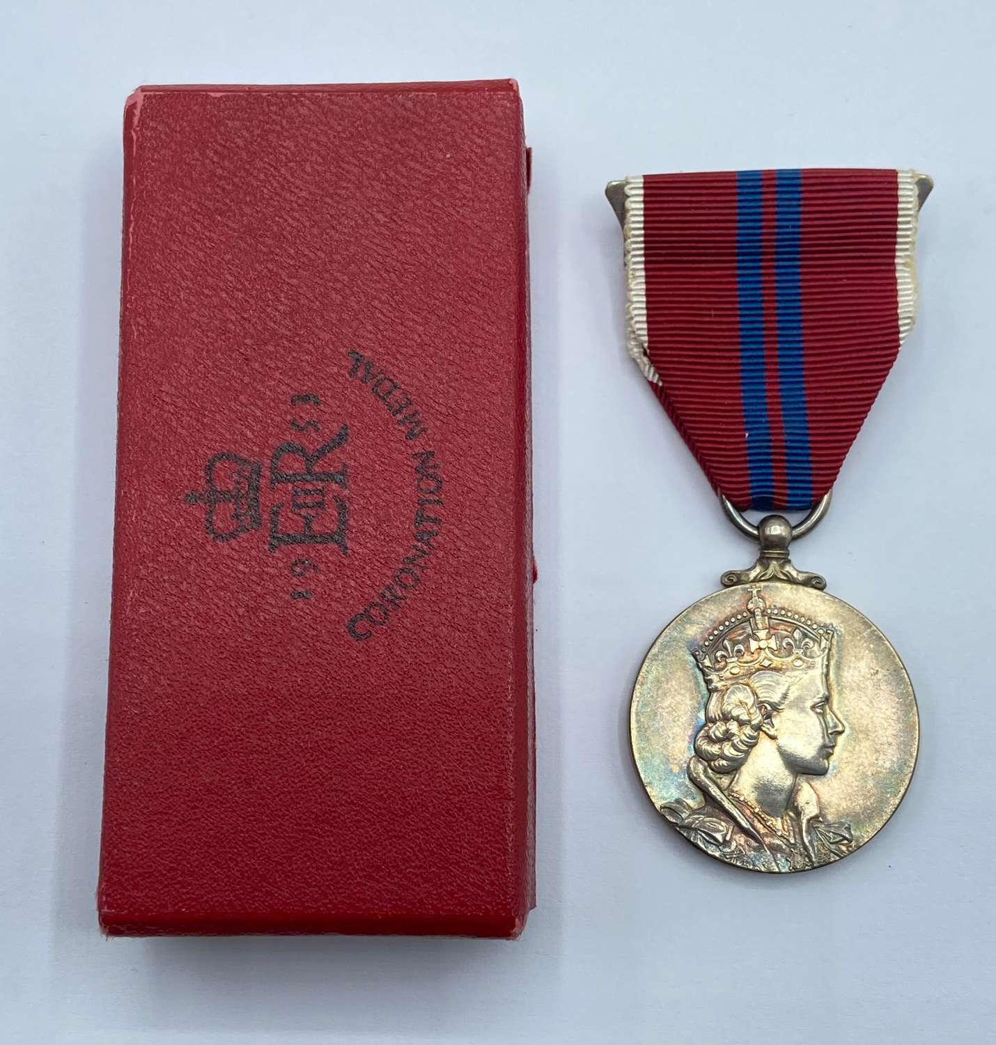 Post WW2 Silver 1953 Queen Elizabeth II Coronation Medal & Box