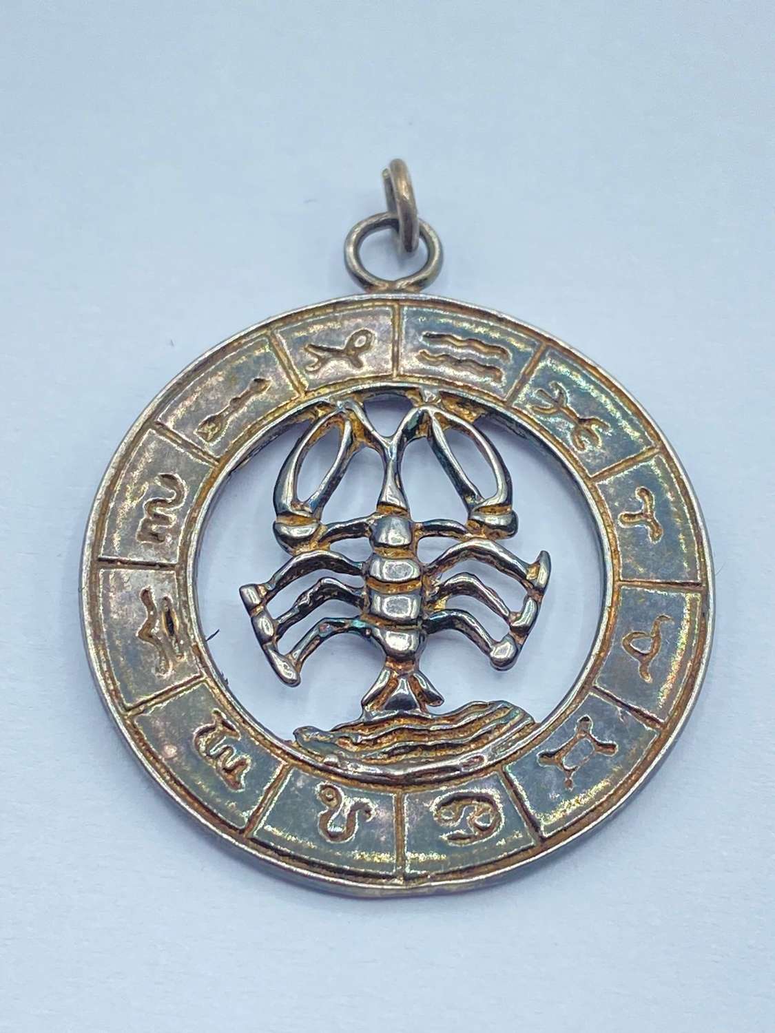 Vintage Silver Hallmarked Scorpio Zodiac Sign Necklace Pendant