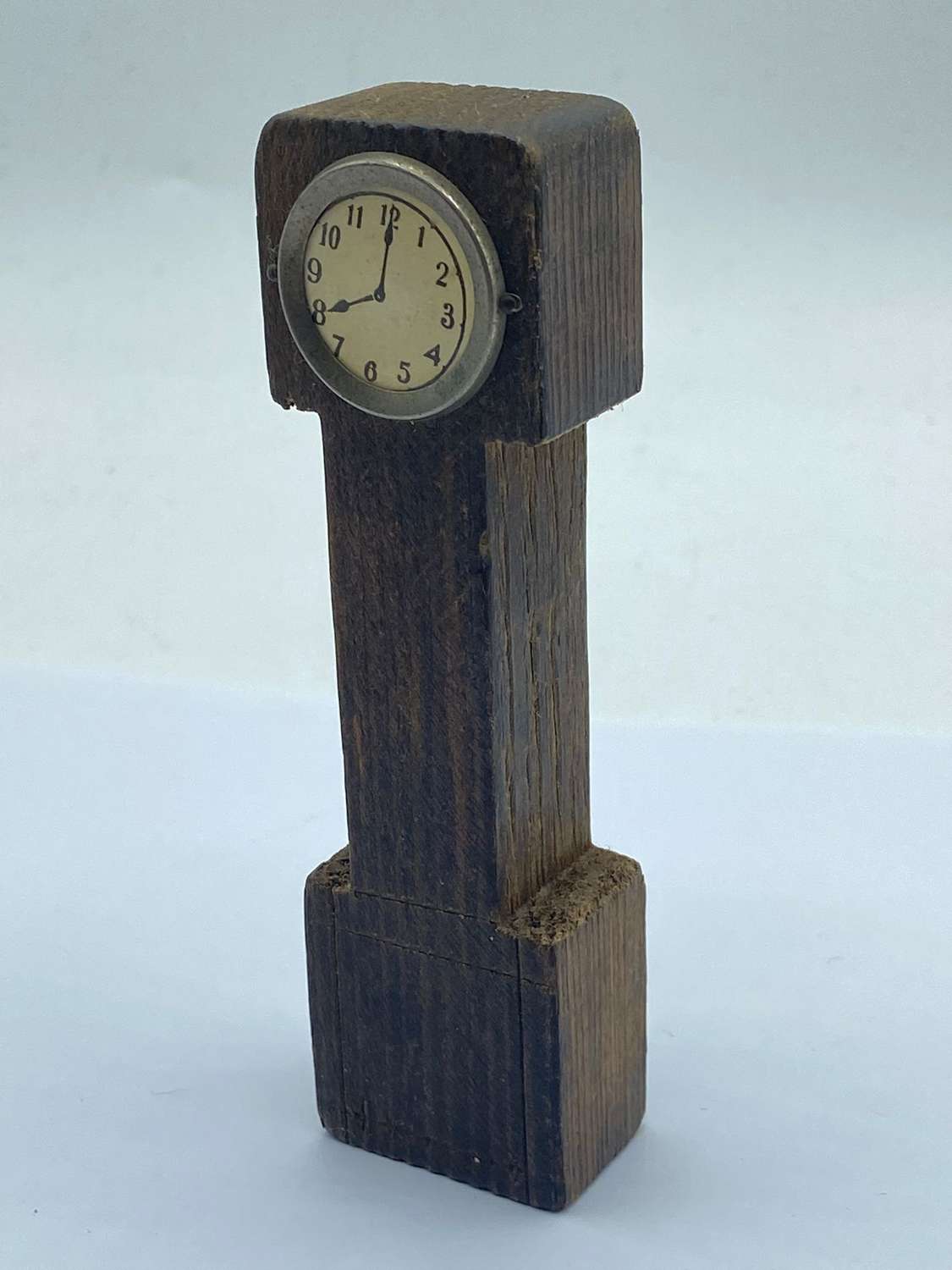 Antique 1930s Wooden Dolls House Simplistic Grandfather Clock