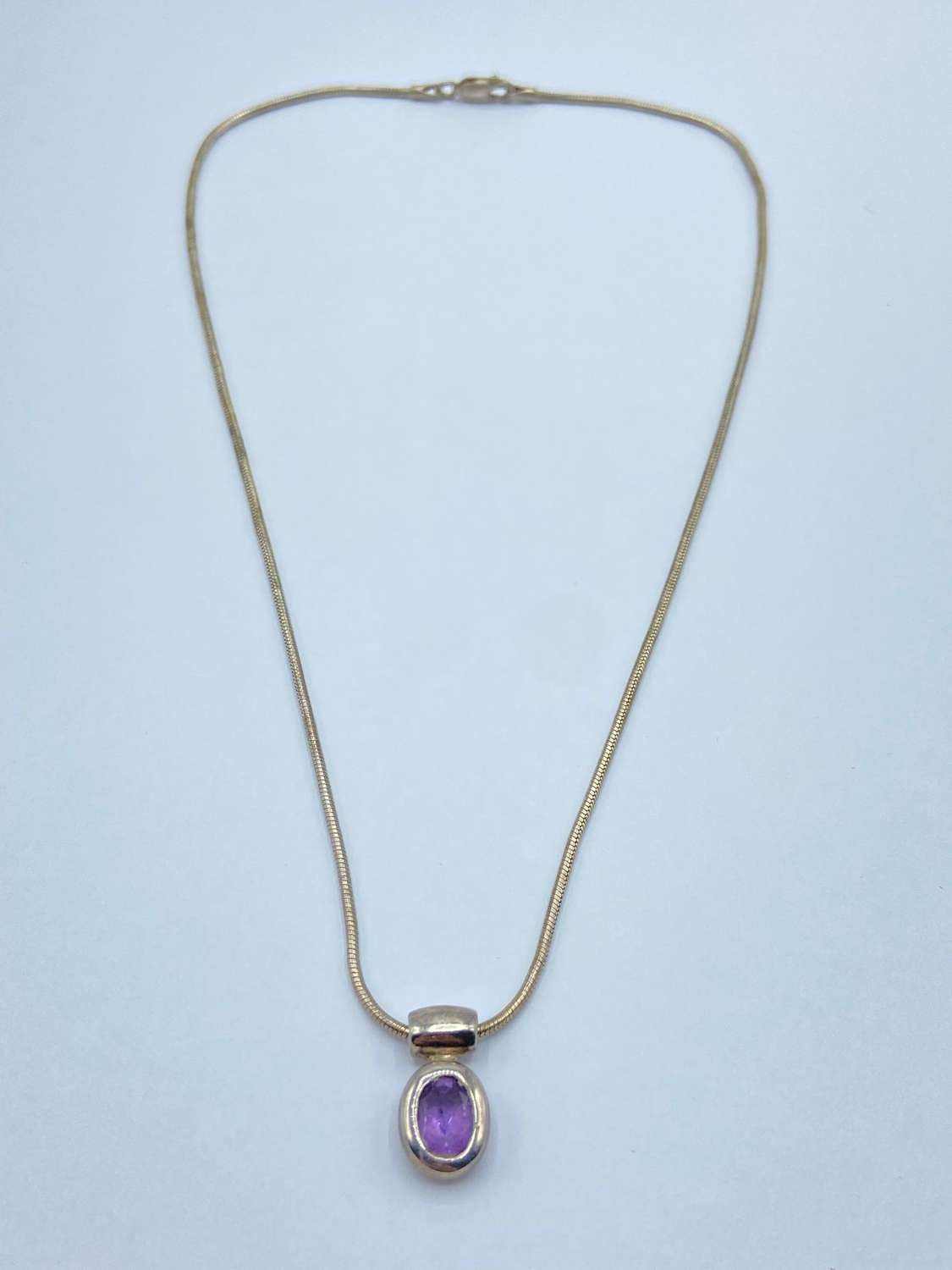 Beautiful Vintage Sterling Silver & Faceted Amethyst Necklace