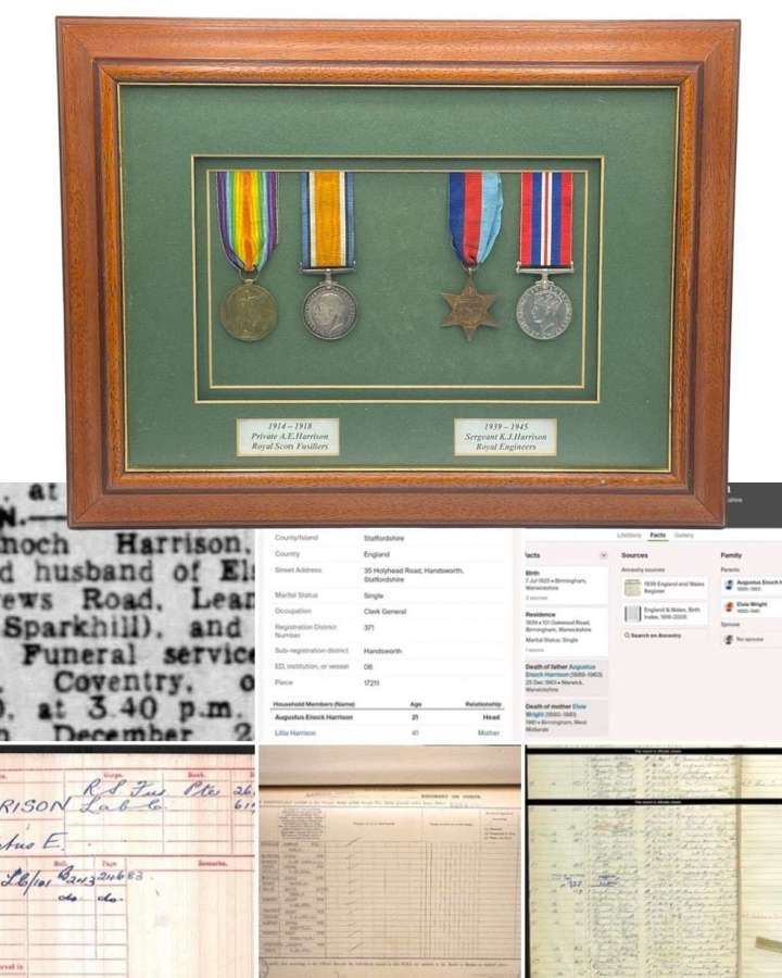 WW1 Farther & WW2 Son Harrison Family Framed Medal Group