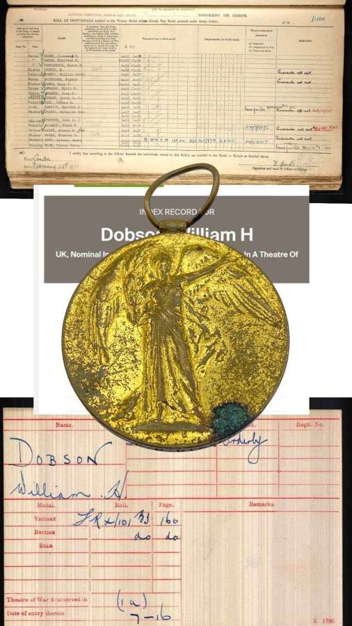 Rare WW1 British Victory Medal To W H Dobson French Red Cross