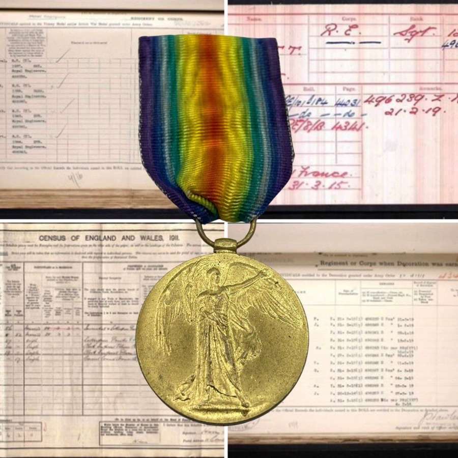 WW1 Victory Medal To Sergeant P E Hyssett Royal Engineers