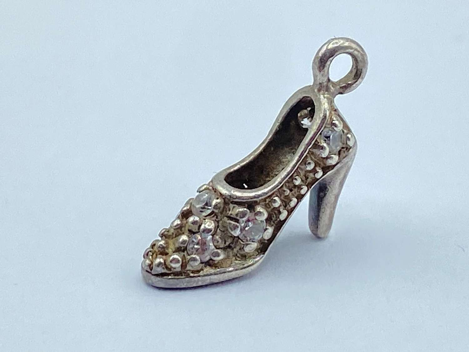 Vintage Silver & Cubic Zirconia Ladies High Heels Bracelet Charm