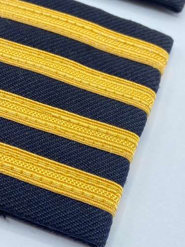 Old Stock New Stock Four Thick Yellow Stripe Airline Pilot Epaulettes