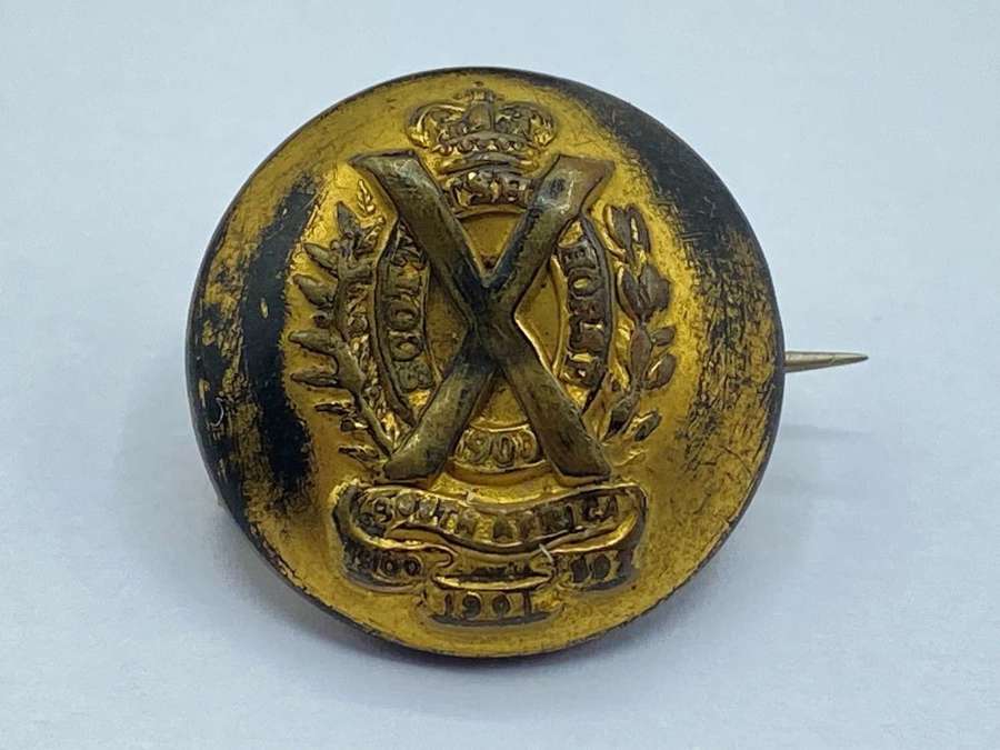 WW1 Scottish Horse Yeomanry Officer's Converted Button Sweetheart Badg