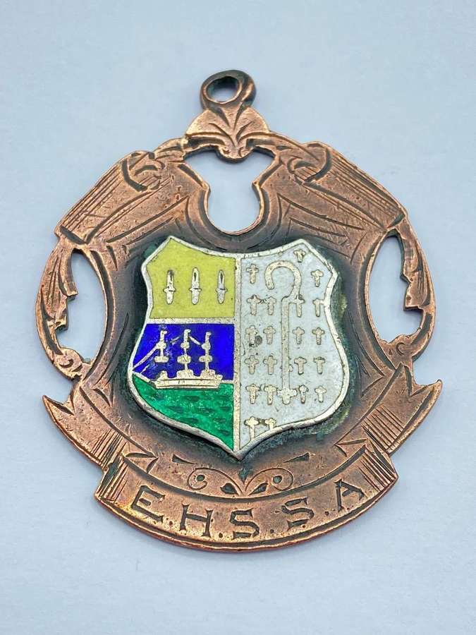 Antique Copper & Enamel 1907 E.H.S.S.A Team Race Runners Up Medal Fob