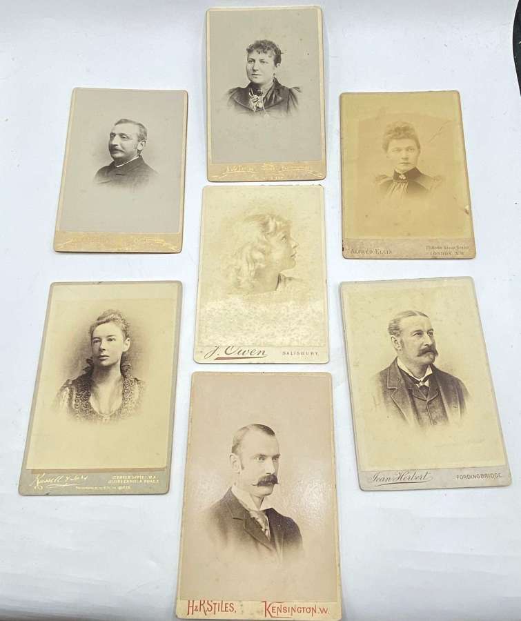 Antique Victorian Lot Of 7 Carte De Visite CDV Portrait Photographs