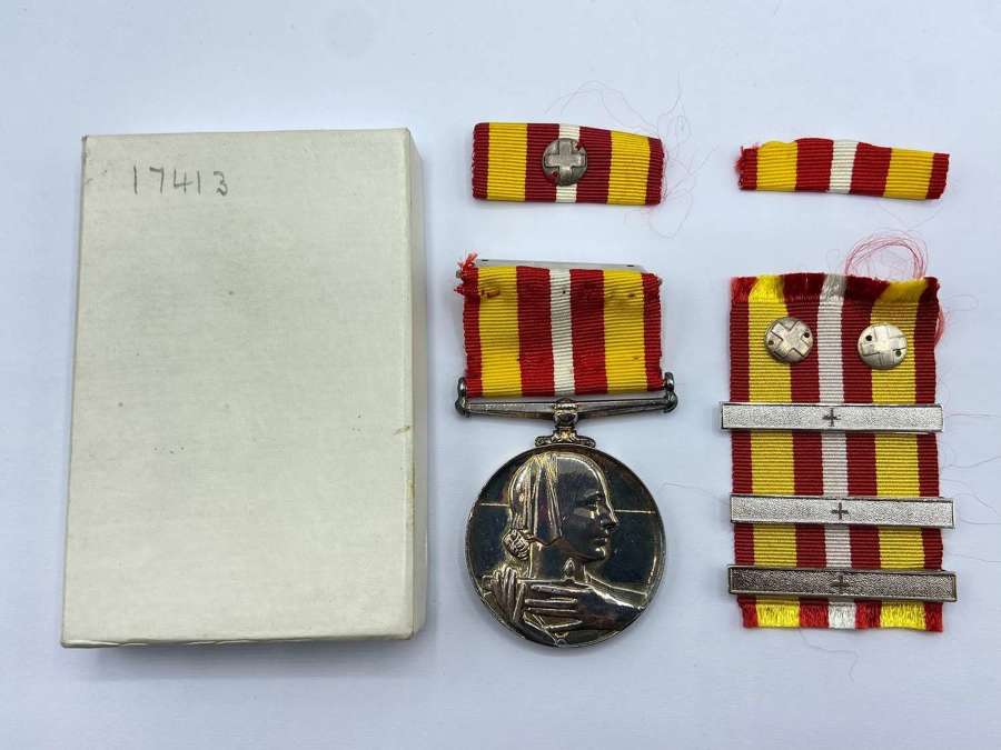 Post WW2 Voluntary Medical Service Medal, Box, Three Medal Bars Etc