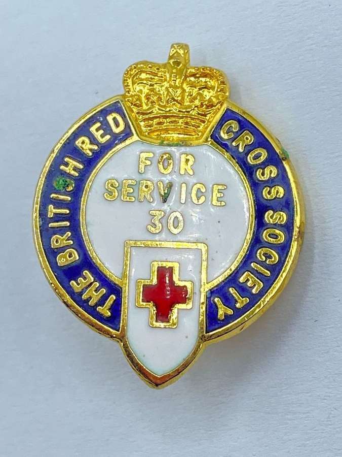 Vintage British Red Cross Society For 30 Years Service Enamel Badge
