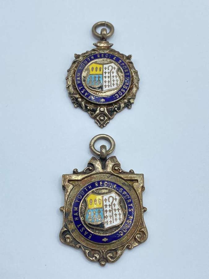 Vintage 1950s Pair Of East Ham Youth Rex & Sports Association Medals