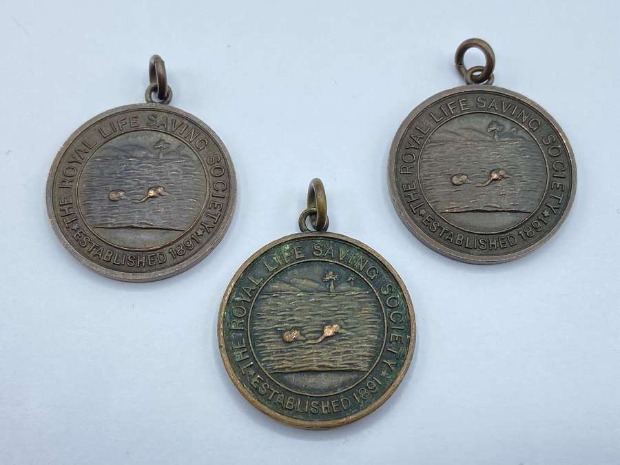 Antique 1920s The Royal Life Saving Society Medals Lot Of 3