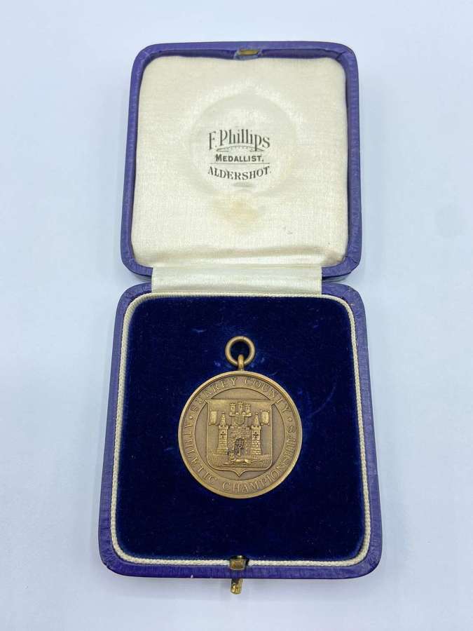 Antique 1925 Boxed Surrey County Athletic Championships Medal