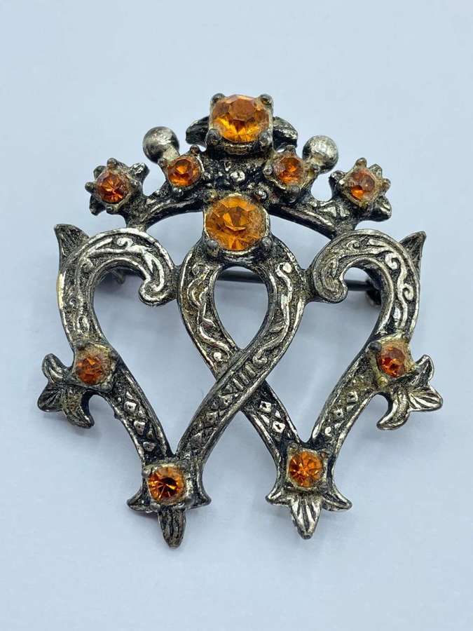 Vintage Scottish Luckenbooth Love & Loyalty Brooch Signed Miracle
