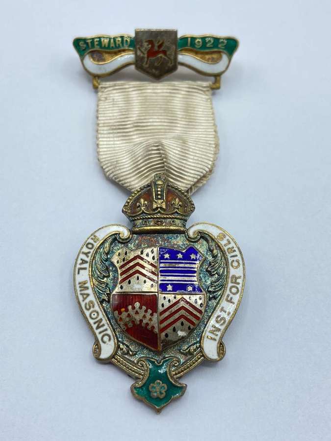 Vintage Silver Royal Masonic Institution For Girls 1922 Steward Jewel
