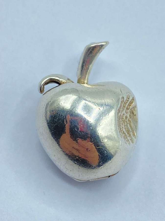 Vintage Sterling Silver Forbidden Fruit Apple You Me Necklace Pendant