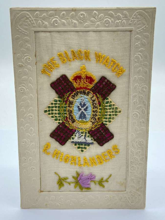 WW1 Embroidered The Black Watch Royal Highlanders Silk Postcard