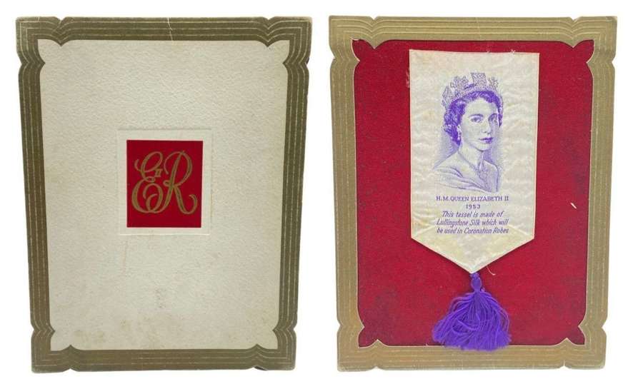 Vintage Coronation Of Queen Elizabeth II Embroidered Silk Bookmark
