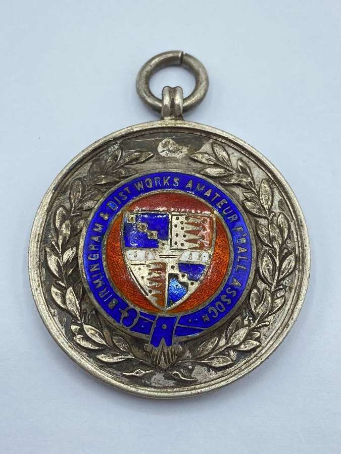 Antique 1914 Silver Birmingham & District Amateur Football Medal Fob