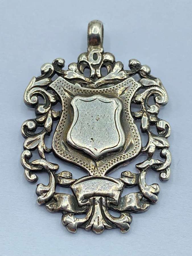Antique Art Nouveau Florally Decorated Silver Hallmarked Medal Fob