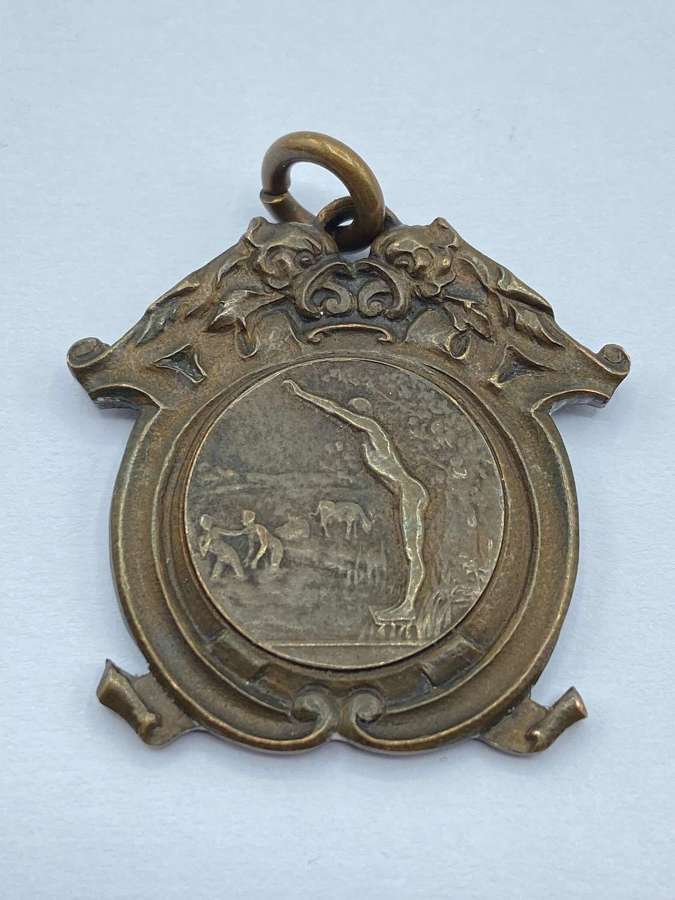 Pre WW2 Royal Navy HMS Caradoc 1925 Aquatic Sports 2nd Place Medal