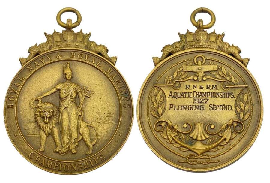 Pre WW2 1927 Royal Navy & Royal Marines Championship 2nd Place Medal