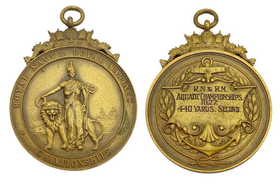 Pre WW2 1927 Royal Navy & Royal Marines Championship 2nd Place Medal