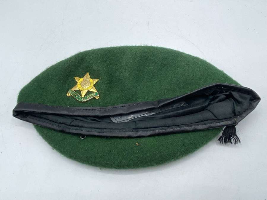 Post WW2 The Burma Star Association Cap Badge & Green Beret