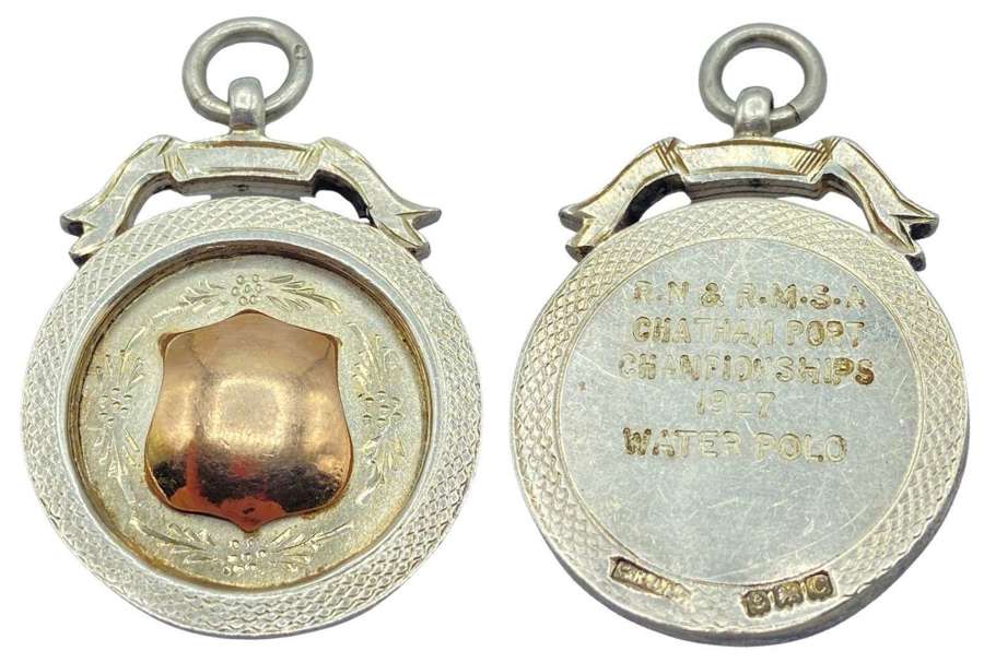 Pre WW2 Royal Navy & Royal Marine Chatham Port Polo Silver Medal