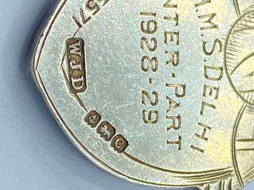 Pre WW2 Royal Navy HMS Delhi 1928-29 Football Silver Hallmarked Medal