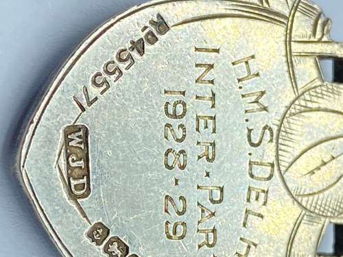 Pre WW2 Royal Navy HMS Delhi 1928-29 Football Silver Hallmarked Medal