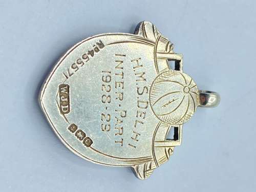 Pre WW2 Royal Navy HMS Delhi 1928-29 Football Silver Hallmarked Medal
