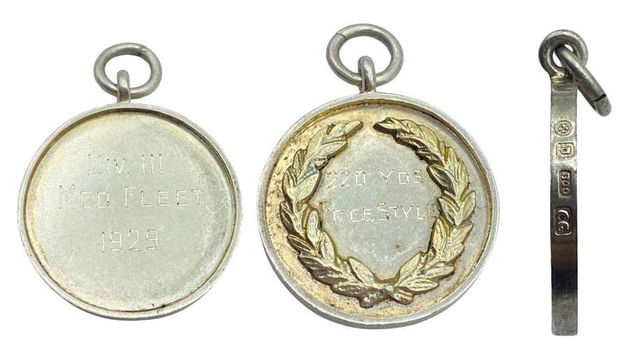 Pre WW2 Royal Navy Mediterranean Fleet Swimming Silver Medal