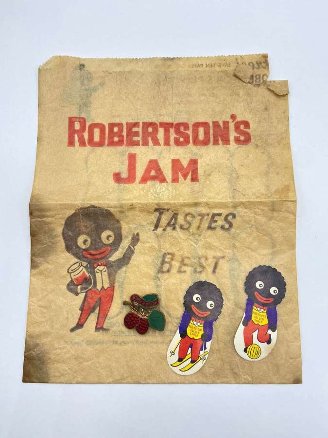 Vintage Robertson’s Jam Gollywog Sticker Promotional Bag & Badge