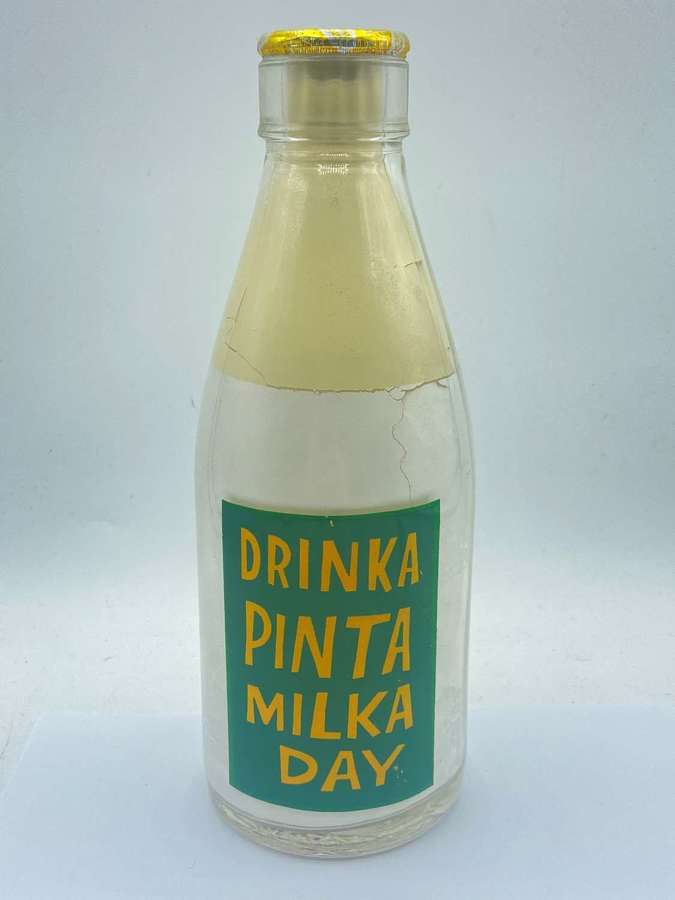 Vintage Drinka Pinta Milka Day 1958 Campaign Advertising Milk Bottle