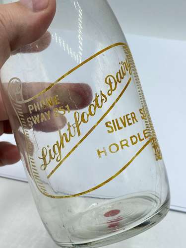 Vintage Lightfoots Dairy Hordle Advertising Glass Milk Bottle