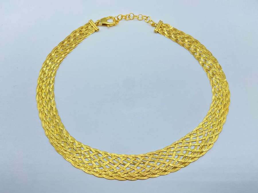 Beautiful Vintage Silver Hallmarked & Gold Plated Necklace Choker