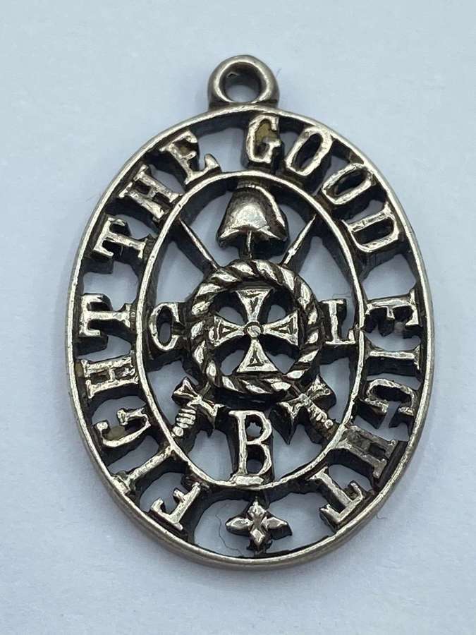 Vintage Silver Church Lads Brigade Fight The Good Fight Medal Fob