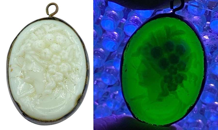 Antique Victorian Custard Glass Young Ladies Head Cameo Pendant