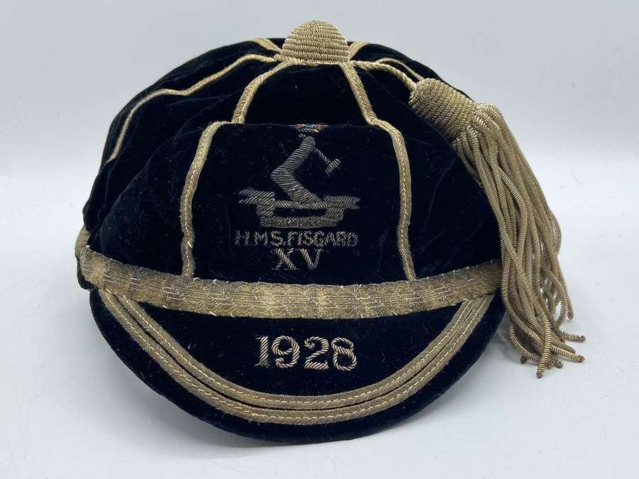 Pre WW2 British Royal Navy H.M.S Fisgard 1928 Rugby Sports Cap