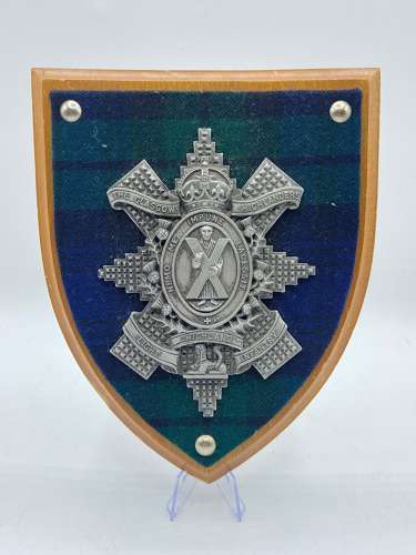 Post WW2 Glasgow Highlanders Regimental Crest Plaque By Pollock Crafts