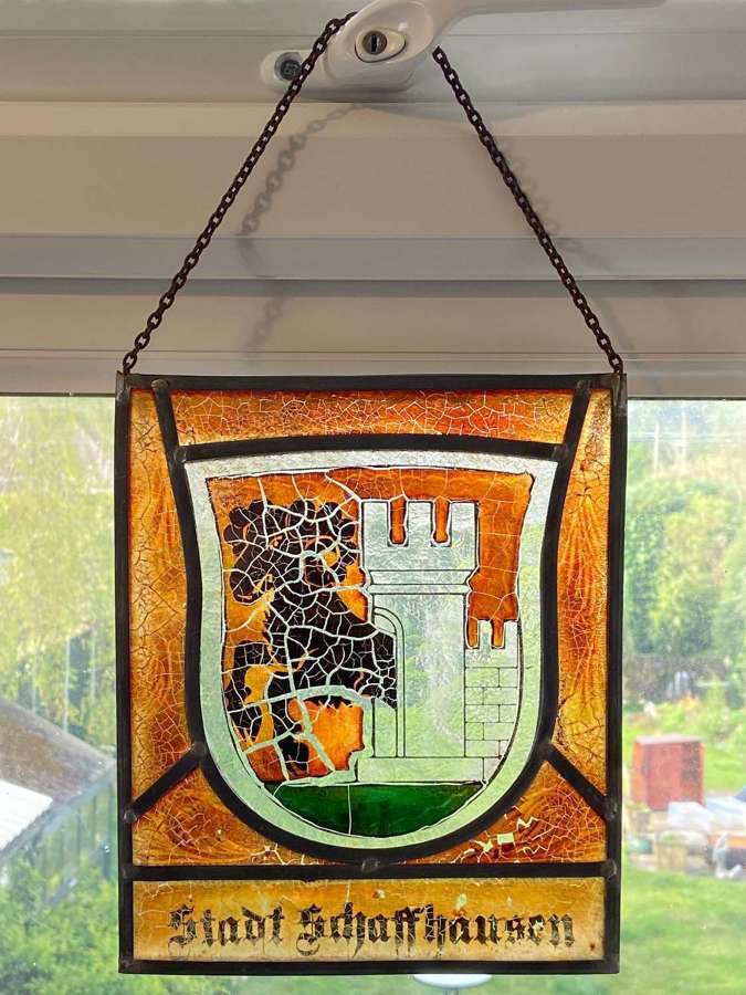 Antique Swiss Schaffhausen City Stained Glass Window
