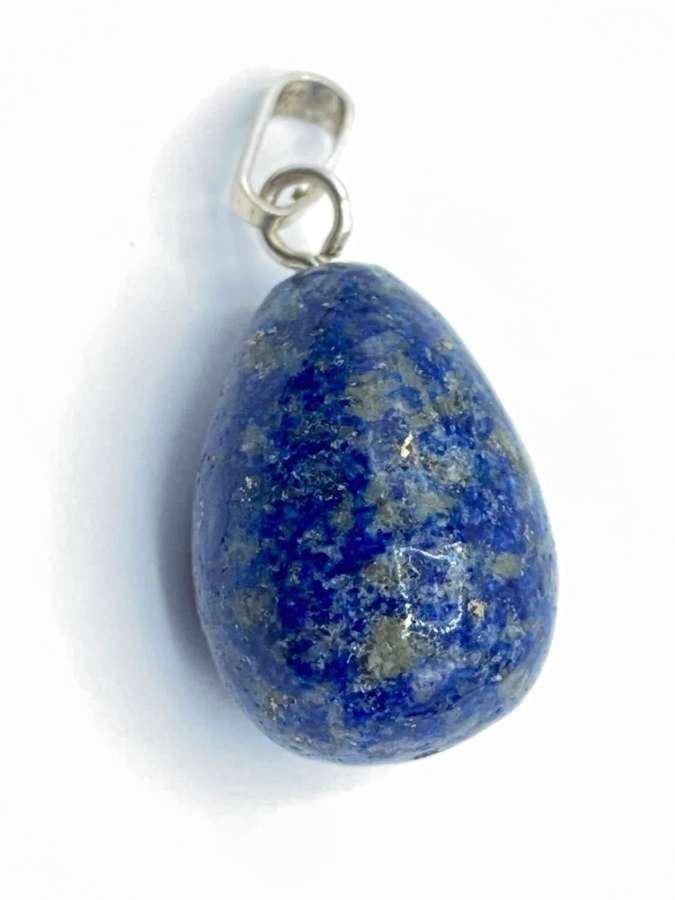 Vintage Sterling Silver & Lapis Lazuli Pear Shaped Necklace Pendant