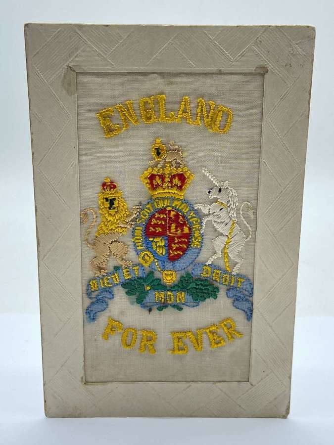 WW1 Embroidered British Army “England Forever” Silk Postcard